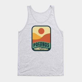 Pocono Mountains Pennsylvania Retro Sunset Badge Tank Top